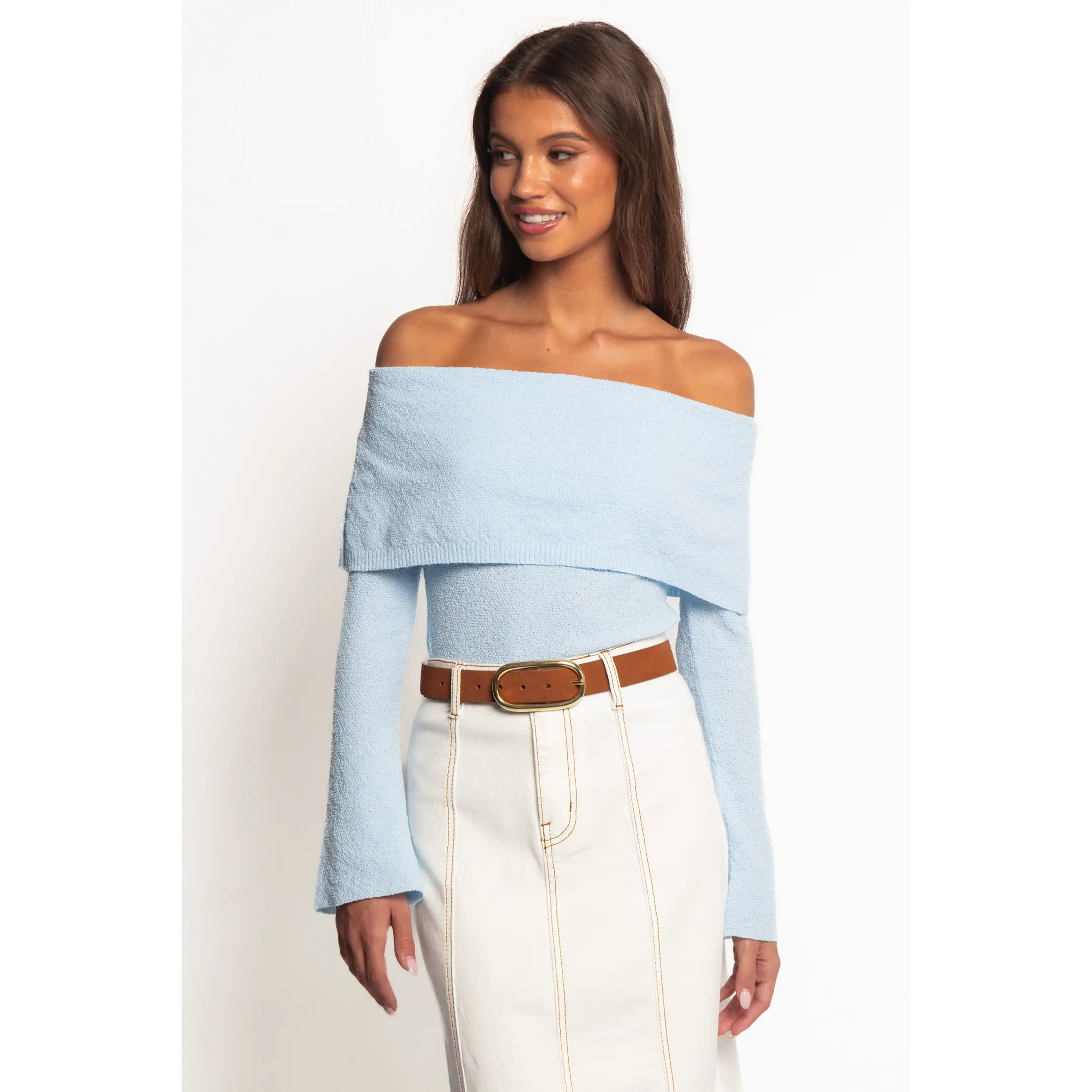Rory Off Shoulder Top - Pale Blue
