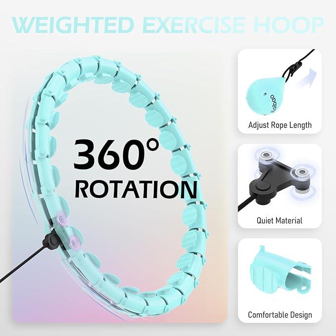 JLoibao Weighted Circle 47" with 24 Detachable Links for Adults Fitness Adjustable Hoop Plus Size Smart Exercise Equipment Home Gym Kit Eco-Friendly ABS Material JLoibao Weighted Circle 47" with 24 Detachable Links for Adults Fitness Adjustable Hoop Plus Size Smart Exercise Equipment Home Gym Kit Eco-Friendly ABS Material