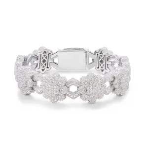 【#CMB16】Gear Bracelet Copper Moissanite UCCIYO Lab-Created Moissanite Bracelets For Men or Women Hip Hop Rock Fine Jewelry