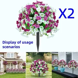 2pcs and Lily Mixed Ground Flower Balls, Simulation Landscape Trees, Outdoor Decor, Garden, Patio, Porch, Poolside Decoration