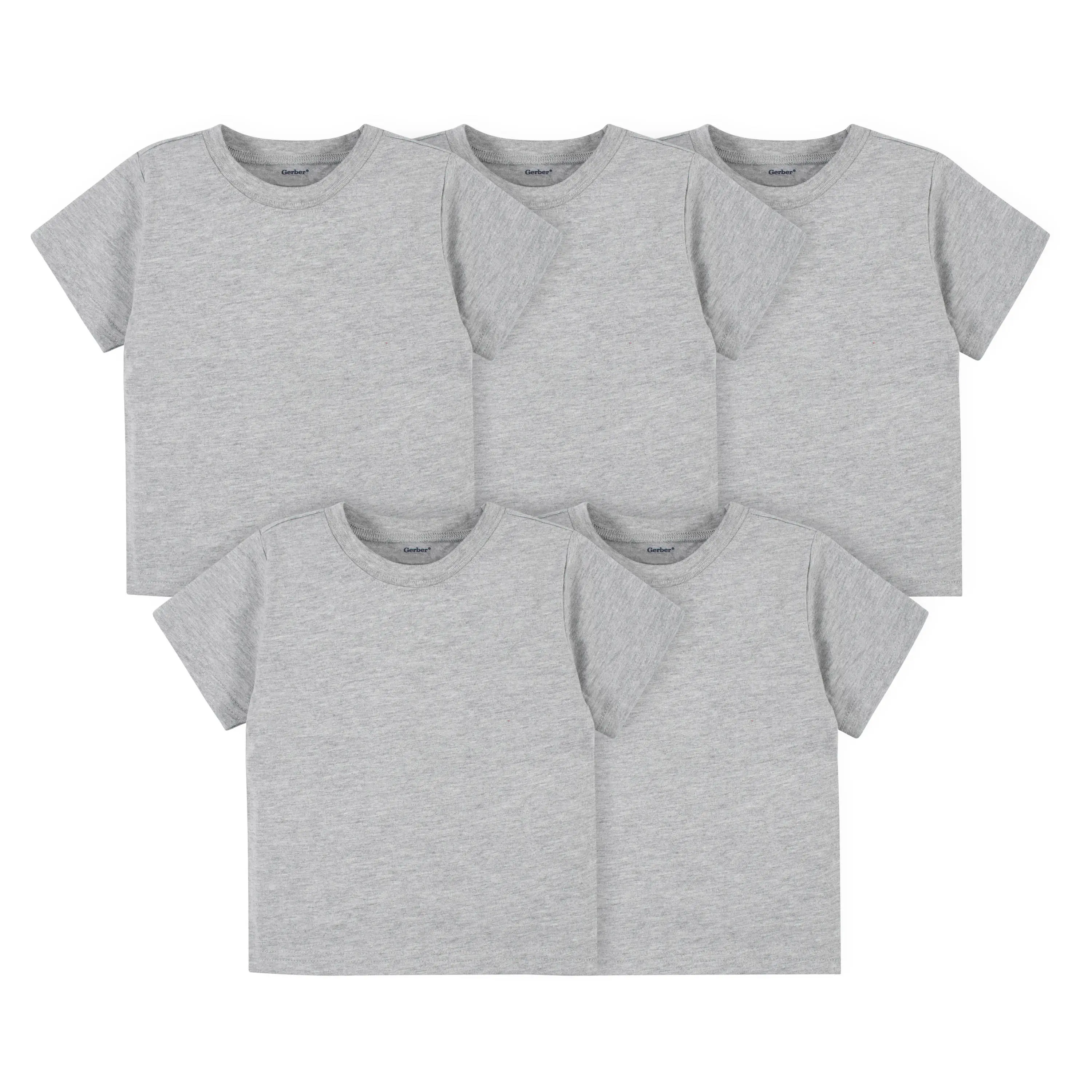 Toddler Boys' and Girls' 5-Pack Heather Grey Short Sleeve Tees