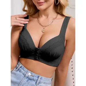 4-piece set, lace, front closure, adjustable, wireless, push-up, comfortable, sports bra