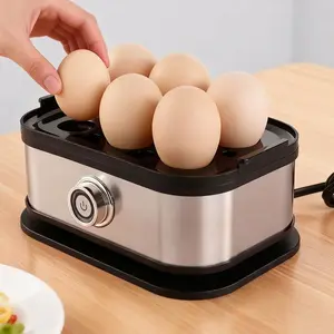 Electric Egg Cooker 6 Egg Capacity, Stainless Steel Rapid Egg Boiler with One-Touch Switch, Auto Shut-Off Hard Boiled Egg Maker for Breakfast, Portable Small Kitchen Appliance for Home Dorm Office