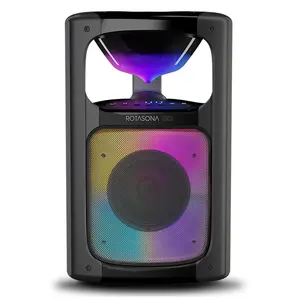 Rotasona Go Portable Bluetooth Party Speaker with RGB Lights, 360° Sound, Deep Bass, Indoor Outdoor EQ, USB Lossless Playback, IPX4 Water Resistant for Parties, Camping, Backyard (Black)
