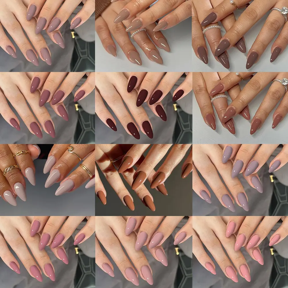 288 Pcs Multicolor Almond Shape Fake Nails, Glossy Finish, Medium Length, Perfect for Daily Wear, Gifts, and DIY Manicures