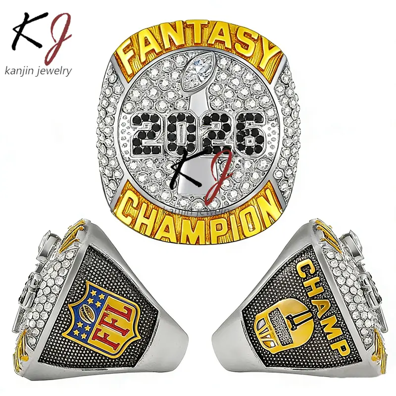 2026 FFL Fantasy Football Championship Ring Inspirational Jewelry Titanium Gem Ring Stackable Ring