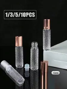 Reusable Non-Slip Refillable Design Essential Oil Ball Bottles, 10ML Perfume Dispenser, Massage Ball Empty Bottle, Glass Beads Coated Type