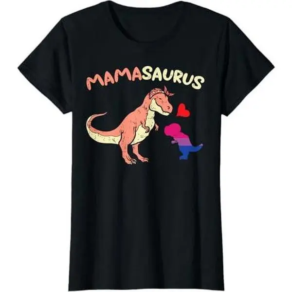 Mommasaurus Dinosaur Mom Mama LGBTQ Bisexual Flag Gay Pride T-Shirt