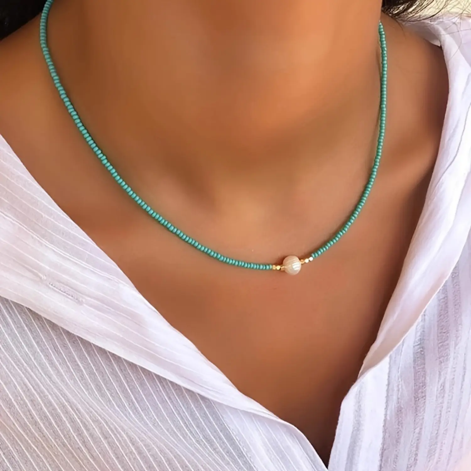 Bohemian Beaded Necklace for Women, Multi-Color Beads Mix with Imitation Pearls, Dainty Daily Wear Jewelry, Meaningful Vacation Gift, Daily Wear Necklace, Beads Mix Necklaces