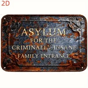Retro "Asylum" metal sign - suitable for rural style wall decoration in homes, offices, bars, and gardens - farmhouse style and outdoor holiday decoration, easy to hang, 8x12 inches, metal wall art decoration