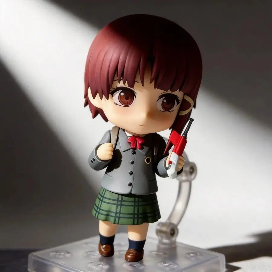 Q Version 2356 Lain Iwakura PVC Plastic Action Figure, 10cm Durable Movable 2D Cartoon Desktop Decoration Collectible Model with Q Version Design