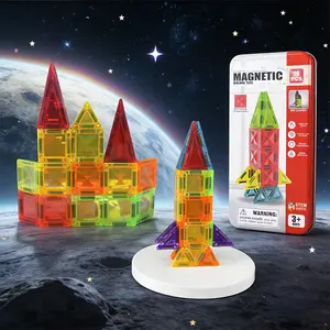 My First Rocket Magnetic Building Set 26-Piece STEM Toy for Kids Ages 3+ | Imagination Fine Motor Skills Development | Clear Strong Magnetic Tiles | Perfect Gift for Boys Girls
