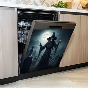 2Pc, 2D flat pattern stickers, ghost wizard pattern dishwasher decals are suitable for home dishwasher surfaces, washing machine surfaces, refrigerators, cabinets, room doors, bedrooms, kitchens, offices and other places