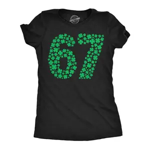 Womens Funny T Shirts 6 7 Clovers Sarcastic St Patricks Day Viral Tee For Ladies Funny Womens T Shirts Cute Vintage Fashion Casual Ladies T-Shirt Gift Saint Patrick's Day Tops for Women Funny Meme Top Women's Black - 6