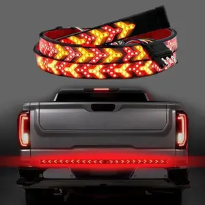Fishbone Shaped LED Tailgate Light Bar, 60-Inch LED Tailgate Lights, Brake Running Sequential Turn Signal Strip Strobe Light Bar for Truck Pickup SUV RV Plug & Play Hard Wire T-tape Connector Version, Car Lighting Accessories