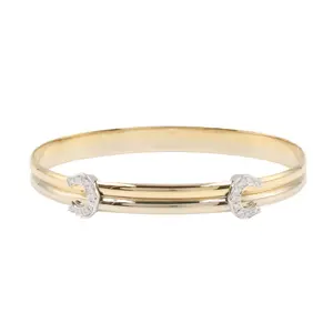 Pre-owned Cartier 18K Yellow Gold (Au750) Small Leather Goods 2C Au750 Two Tone Diamond Bracelet Size 17