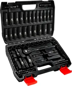 Impact Socket Set 3/8 Drive, 95Pcs Deep & Shallow Socket Wrench Set, 6 Point Metric & Standard Full |5/16"-3/4", 8-22mm| with Spark Plug Socket, 72T Ratchet Handle, Screwdriver Set for Automotive & Home
