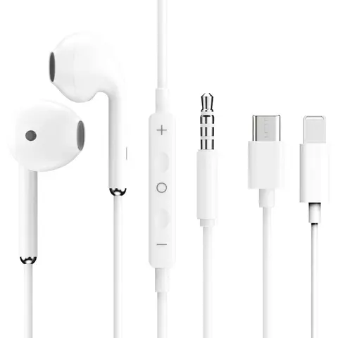 Comfortable Type-C Headphones with 3.5mm Plug, Hi-Fi Stereo Wired Earbuds, Line Control Mic & Call Controller, Compatible with Android & iPhone, Earphones Wire, Mobile Wired Earphones
