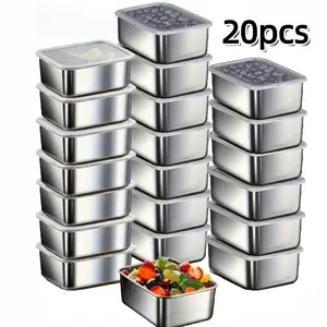 Premium 20-Pack Stainless Steel Food Storage Containers with Lids, Airtight Leakproof Meal Prep Containers, Reusable Bento Boxes for Healthy Meal Prep & Kitchen Storage, Food Storage Set