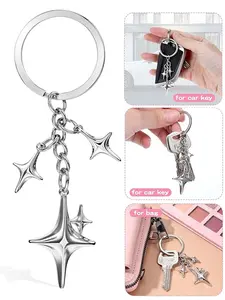 [Star Keychain]1pc Y2K Stars Decoration Keychain Cute Keychains Metal Key Ring Purse Bag Backpack Car Charm Earphone Accessory Key Ring for Handbags Backpack Bag Charms Pendant