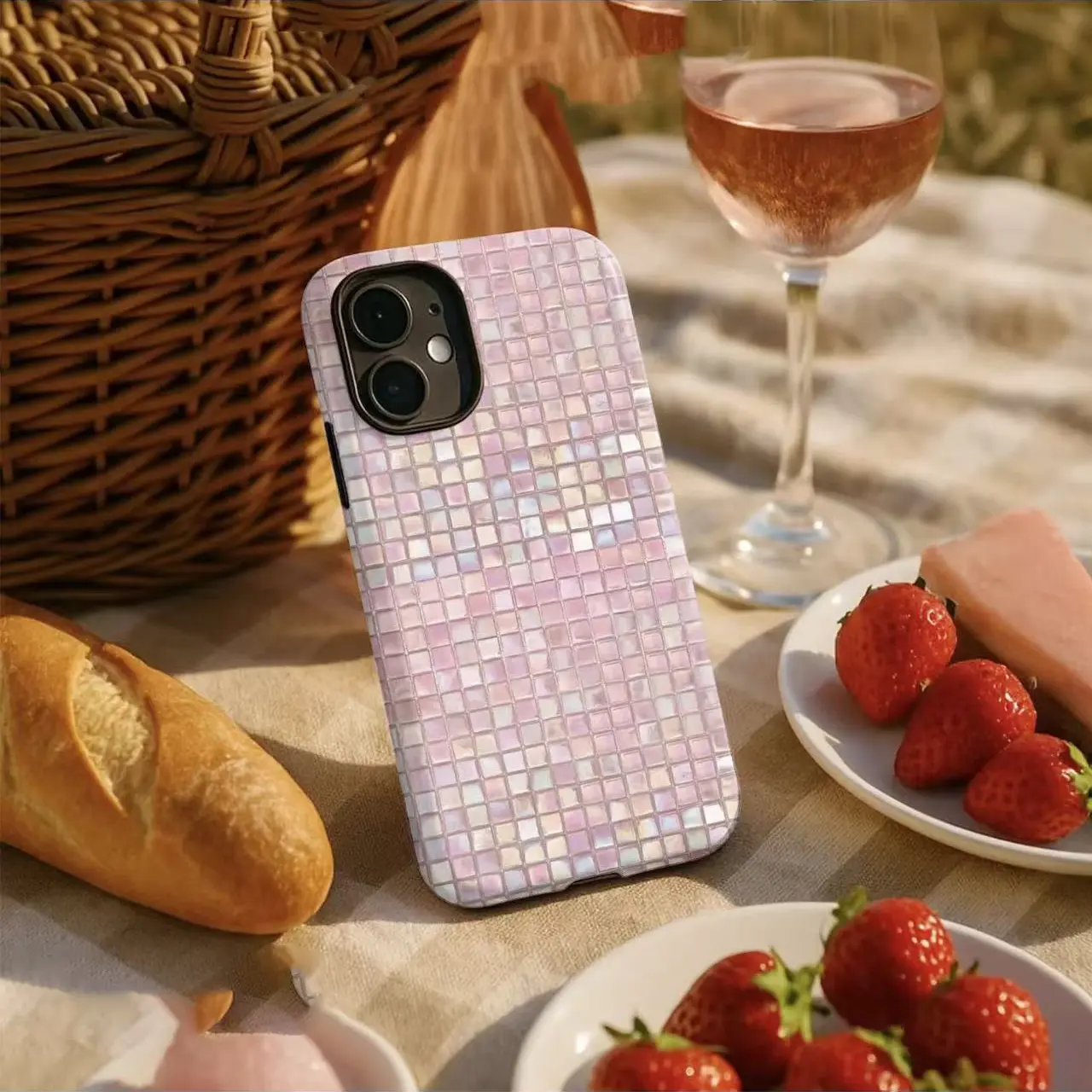 Rainbow Gradient Mosaic Dual-Layer Protective Case - A sturdy and durable 2-in-1 case compatible with iPhone 11 12 13 14 15 16 Plus 17 Promax & Samsung Galaxy S23 S24 FE S25 Plus S26 Ultra series; a stylish and minimalist phone case.