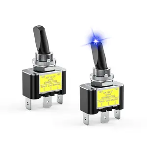 Nilight 2PCS Blue LED Toggle Switch 12V DC 30A 3 Pin On Off 2 Position Heavy Duty Rocker Switch with 14AWG Wire for Automotive Cars Trucks Boats Racing Cars Auto Boat