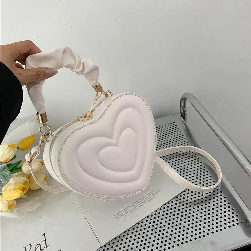 Women’s Heart-Shaped PU Leather Shoulder & Crossbody Bag – Small Designer Handbag