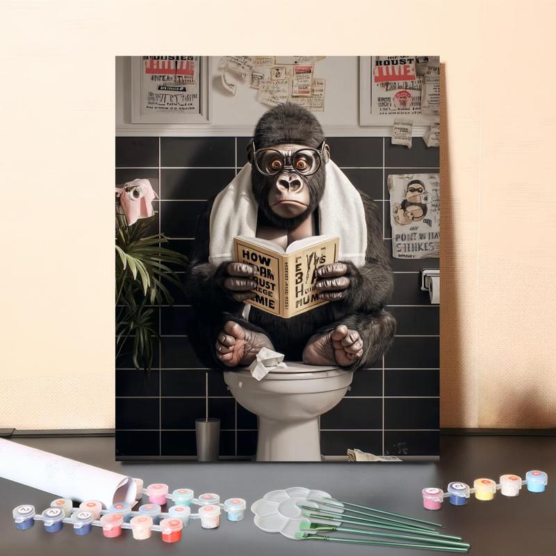 DIY Malen nach Zahlen Set-"Lesegorilla"