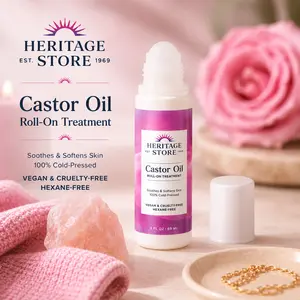 Heritage Castor Oil Roll-On — Spot/Eyelash/Brow Treatment — Cold-Pressed Organic Castor Oil — Travel-Friendly