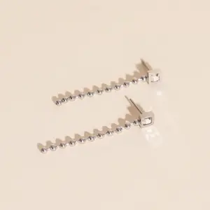 Square Crystal Bead Chain Stud Earrings