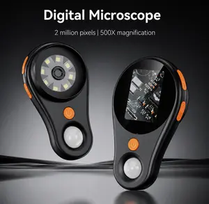 ASPOVEN 2026 Upgraded Portable Handheld Magnifying Glass,2.0 Inch Glass with 500x Magnification, 200W Pixel, Built-in 8 LEDs, Compatible with Windows & Mac OS Office Gadgets Gift for men