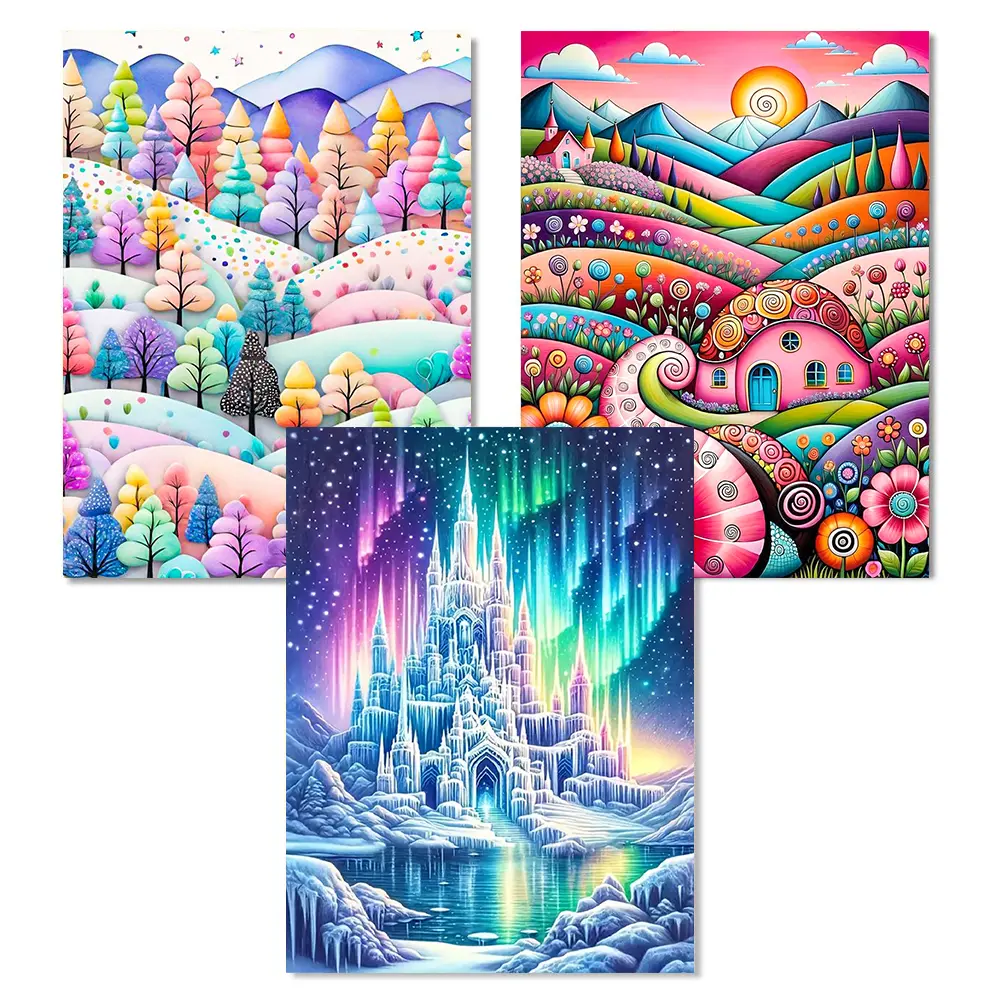 3 Kinds Of Patterns 5D Aurora Castle Landscape Diamond Painting Kit Home Decor DIY Art Craft Children Gifts New Year Gifts Adult Gifts