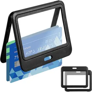 3 Pack Horizontal Id Badge Holder, Double-Sided Transparent Windows Horizontal Hard Black Plastic Case Waterproof Card Holder, Waterproof Name Tags Holders for Proximity Key Card Office School