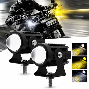 Super Bright Motorcycle LED Spotlight, Dual Color Fog Light for Night Riding & Off Road, Motorcycle LED Lights, Automotive  Headlights 2 Pack