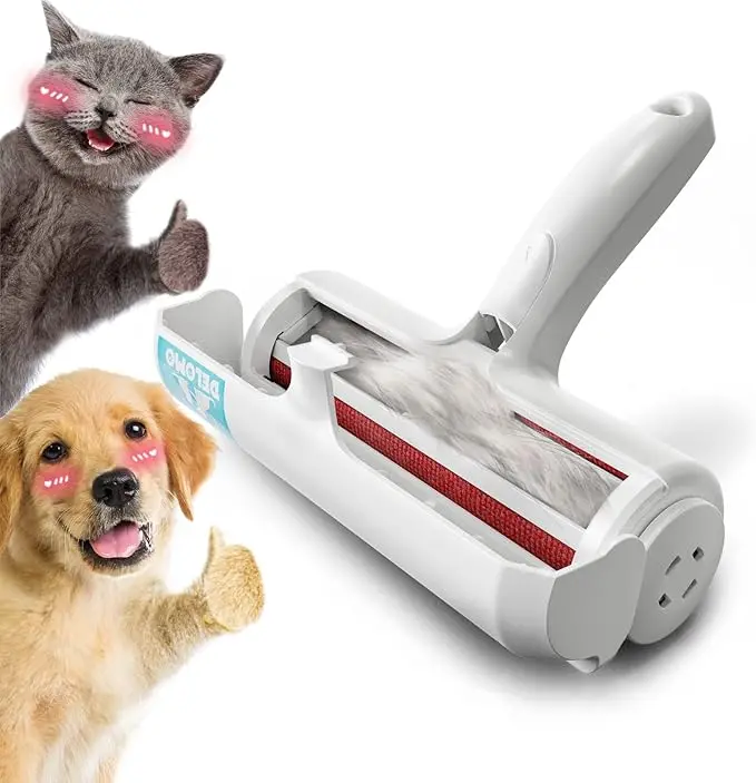 DELOMO Pet Hair Removal Tool Reusable Lint Roller for Cat & Dog Hair Self-Cleaning with Built-in Fur Bin for Couch Furniture Bed Car Carpet Clothes,summerwins