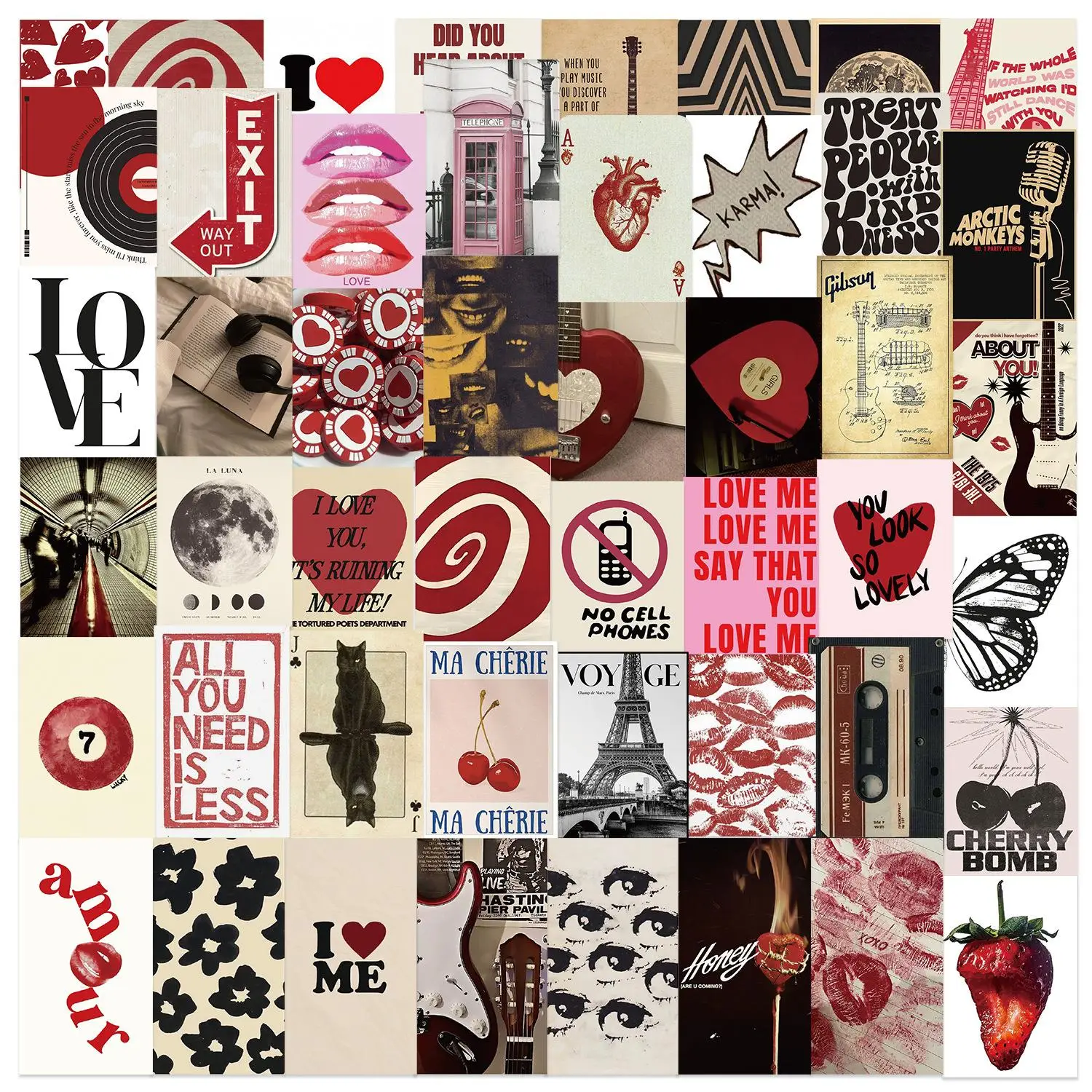 Y2K Poster Girl Series Sticker, 50pcs/set Positive Message Sticker Decals, Decorative Sticker for Scrapbook, Diary, Notebook, Water Bottle, Car, Decor