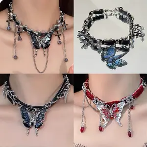 Heavy Industry Butterfly Collar Necklace Clavicle Chain Jewelry Role Playing Props Halloween Props