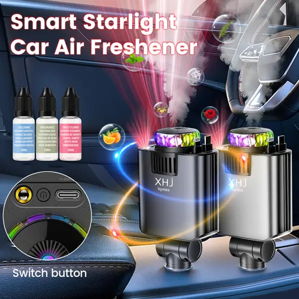 2025 Smart Car Charger & Aromatherapy Diffuser,Portable Air Freshener with Starlight Mood Lighting, Auto-Sensing Tech & Retractable Fast Charging | In