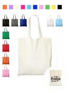 Canvas Solid Color Tote Shopping Bag Bulk Set of 1/3/5/10, High Quality Reusable Shopping Bags Large 35 X 40 Cm Bag with 24 Cm Handles, Eco Friendly Totes