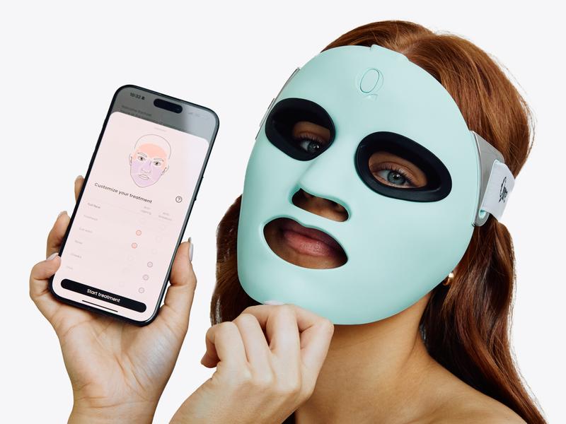 Qure LED Light Therapy Mask for Face - FDA Cleared for Wrinkles & Acne Treatment with 3 Modes, 5 Facial Areas &  5 Lights: Red, Deep-Red, Blue, Amber & Infrared, 3-Min Daily, Eye-Protection, Smart App