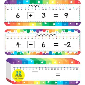32 Pack Number Line Dry Erase White Board Double Sided Classroom  Haves Math Manipulatives Teacher Supplies for  Elementary Special Education Students Homeschool 12"x4"