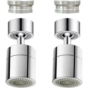 2 Pcs Faucet Aerator, 360° Swivel Kitchen Sink Faucet Aerator, Big Angle Twist, Dual-function 2-Flow Sprayer Faucet Head, Sink Sprayer Attachement, Faucet Replacement Part 55/64'', Chrome