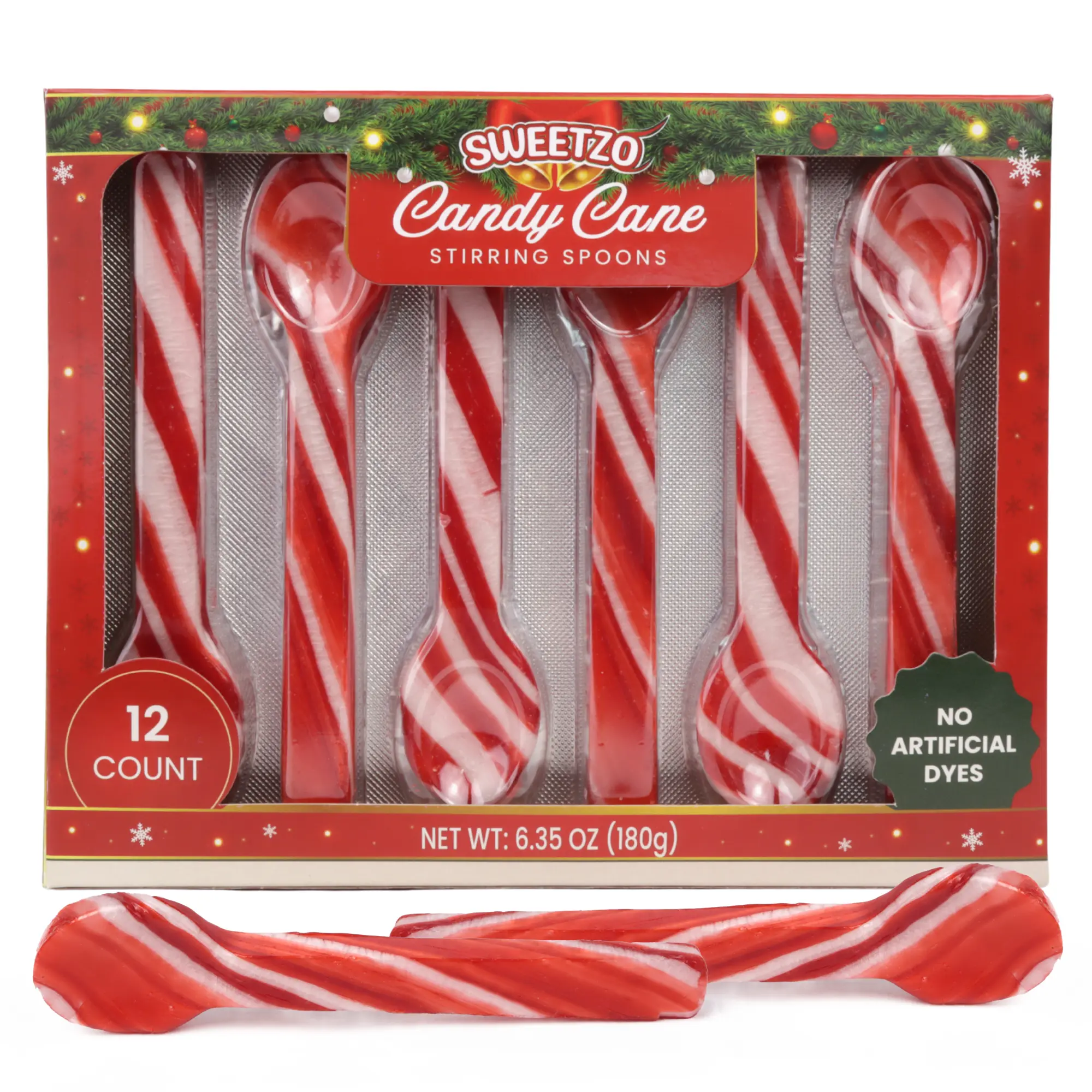 Christmas Candy Cane Peppermint Spoons, No Artificial Dyes, Hot Chocolate Stirrers