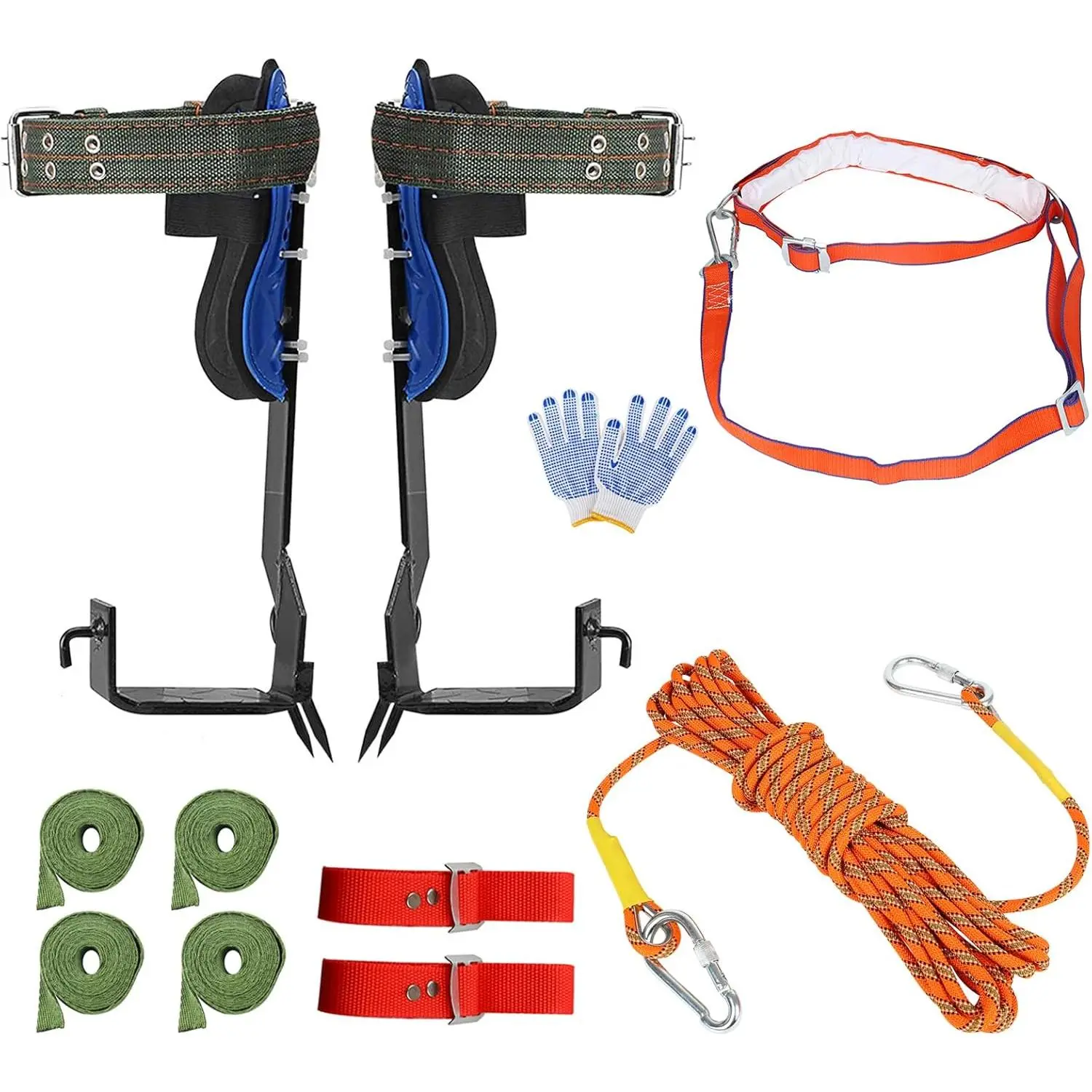 Tree Climbing Gear Kit, Tree Climbing Spikes with Adjustable Climbing Belt and Upgrade Rope, Arborist Climbing Tools Kit for Climbing, Picking Fruit, Indoor and Outdoor Sports