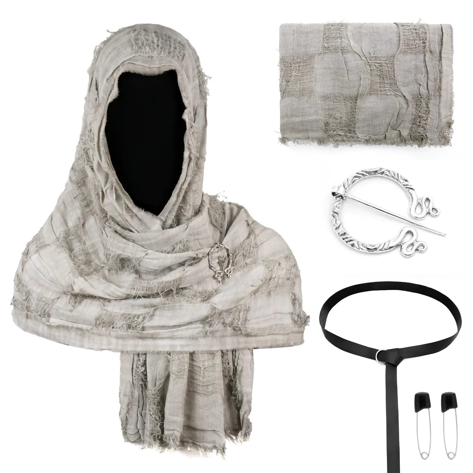 CST152GY Grey Battle Damage Scarf (190cm
