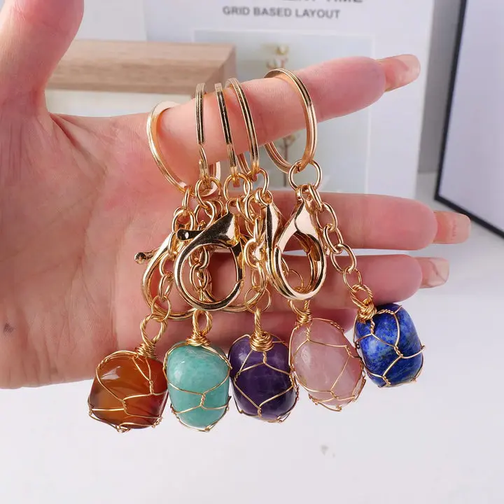 Stone Keychains, Fashion Costume Jewelry Accessories for Daily Use & Bag Decoration
