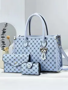 3 Piece Set Vintage Letter Crossbody Handbag, Multi-Functional Large Capacity Bag, Fashionable Design, Casual Travel Bag for Women