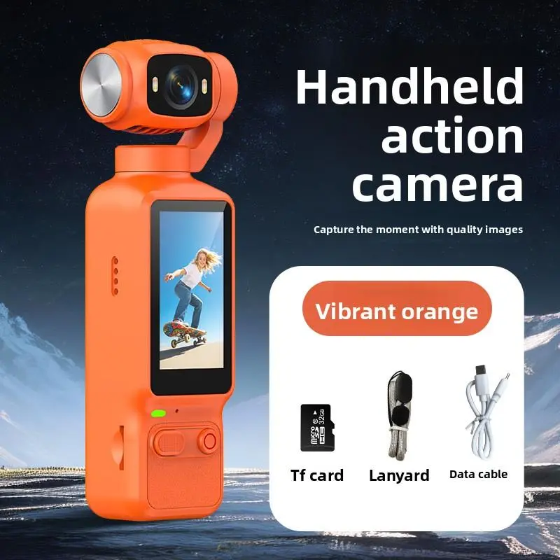 Portable Compact Handheld Vlogging Camera - Vibrant Orange, 8MP Image Sensor, 32GB TF Memory Card, Built-in Screen, Cable Charging, Mini Action Cam for Outdoor, Daily Video Recording vision night