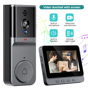【DealsForYou】I5364MENL-Black Wireless Security Doorbell Camera, 1080P, AI Human Detection, Night Vision, Instant Alert, 2-Way Audio, 2.4G WiFi Only, Rechargeable, Easy Installation, Cloud Storage, Wireless Camera, Wireless Security Camera