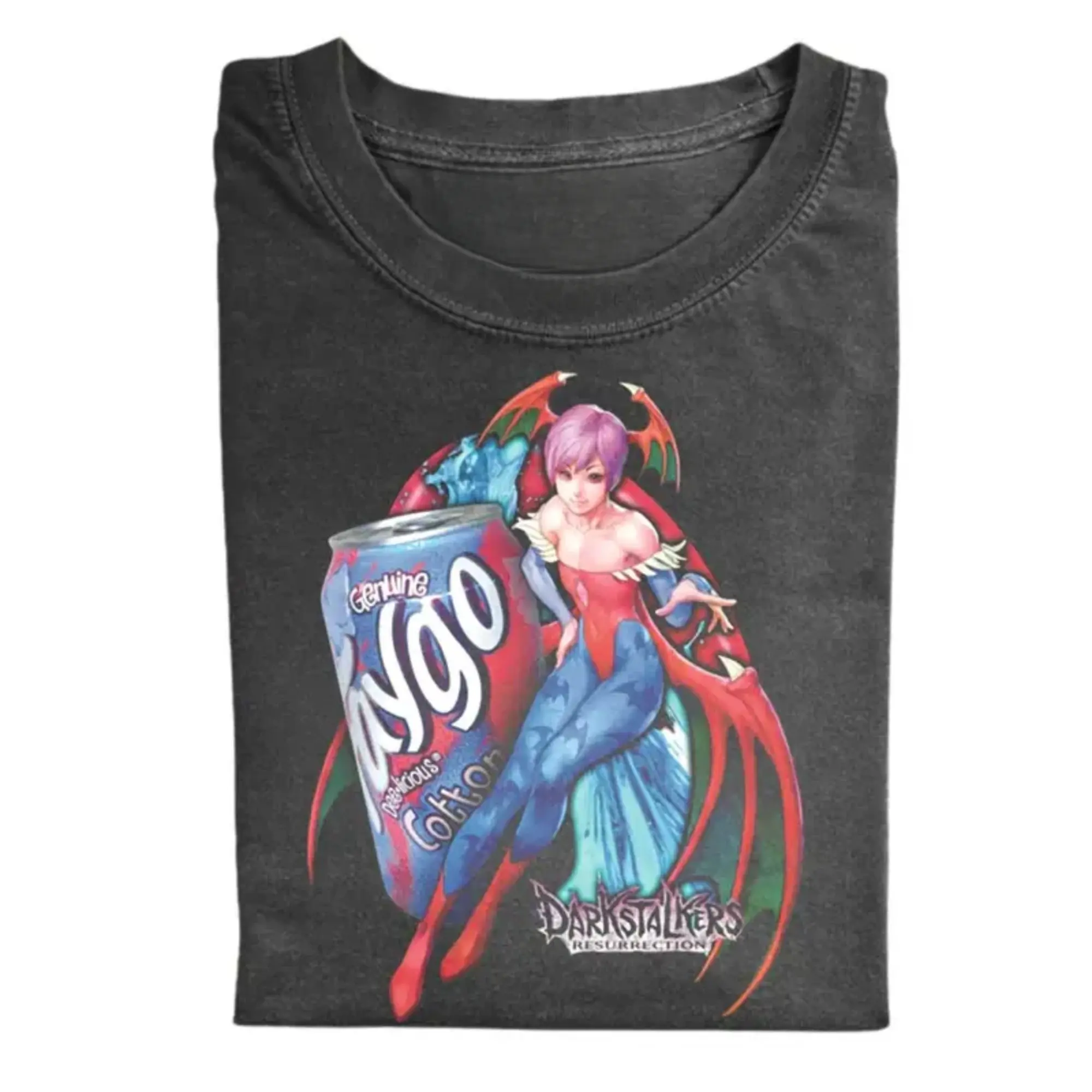 Vintage Darkstalkers Faygo Soda Graphic Tee, Resurrection Game Shirt, Retro Arcade T-shirt, Gamer Gift for Men, Gift for Women, Crew Neck T-shirt, Trending T-shirt, Unisex Graphic T-Shirt 100% Cotton, Menswear Womenswear Streetwear Cotton Comfort